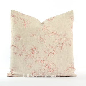 Cabbages and Roses Natural Meggernie Designer Raspberry Shabby Chic Cushion Cover