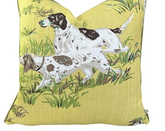 Schumacher Luxury Designer Pointers Yellow  Decorative Cushion Pillow Throw Cover
