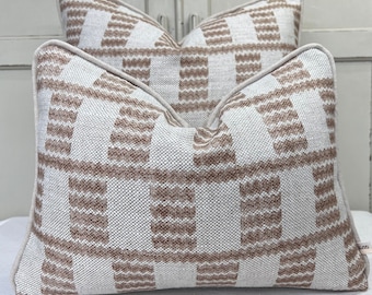 Cushions Made In Fermoie Cove Luxury Designer Decorative Beige Taupe Linen Cushion Pillow Throw Cover