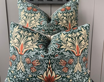 William Morris Snakeshead Green Fabric Vintage Designer cushion Pillow Cover