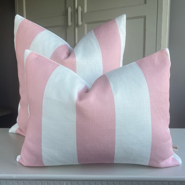 Pink Striped Pillow Etsy
