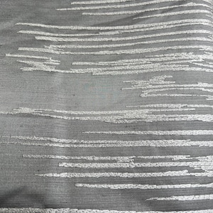 Luxury Designer Taupe Silver Embroidered Contemporary Cushion Pillow Throw Cover