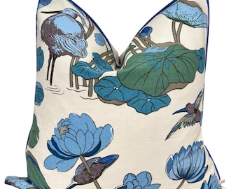 GP & J Baker Nympheus Blue Teal Luxury Designer Decorative Cushion Throw Pillow Cover