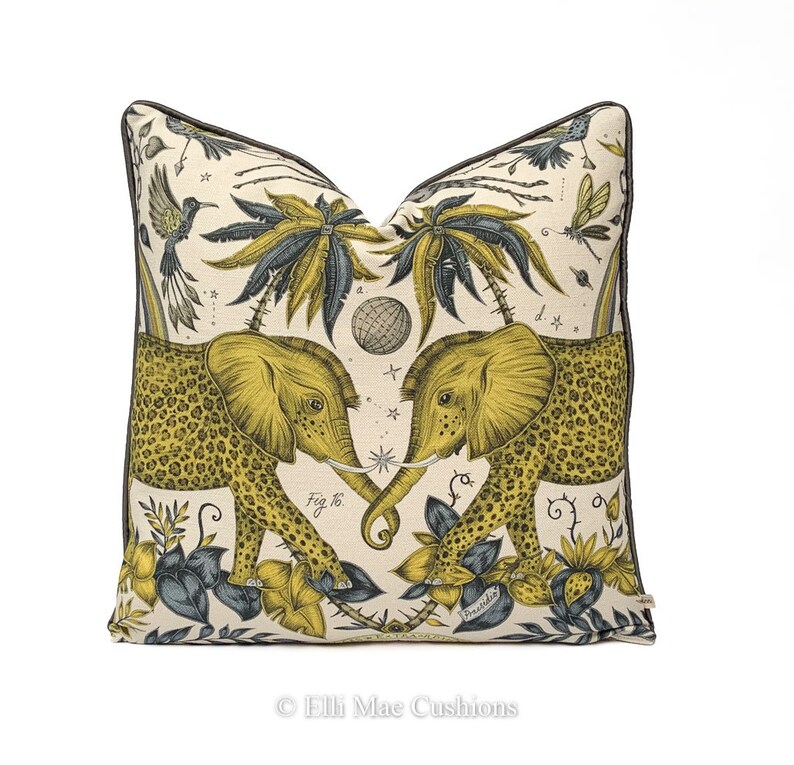 Emma Shipley Luxury Designer Zambezi Linen Elephant Cushion Etsy