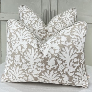 Cushions Made In Fermoie Aylsham Luxury Designer Decorative Beige Cotton Cushion Pillow Throw Cover
