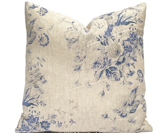 Cabbages and Roses Constance Designer Linen Navy Blue Vintage Shabby Chic Cushion Cover