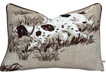 Schumacher Luxury Designer Pointers Tan Beige Lumbar Decorative Cushion Pillow Throw Cover