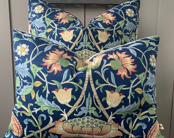 William Morris Luxury Designer Vintage Lodden Blue Cushion Pillow Cover