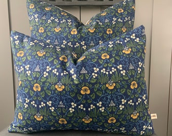 William Morris Luxury Designer Vintage Eye Bright Blue Floral Designer Cushion Cover