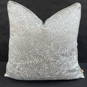 Luxury Designer Zinc Blue Silver Grey Textured Contemporary Cushion Pillow Cover