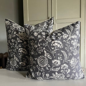 Cabbages and Roses French Toile Charcoal Vintage Shabby Chic Cushion Cover