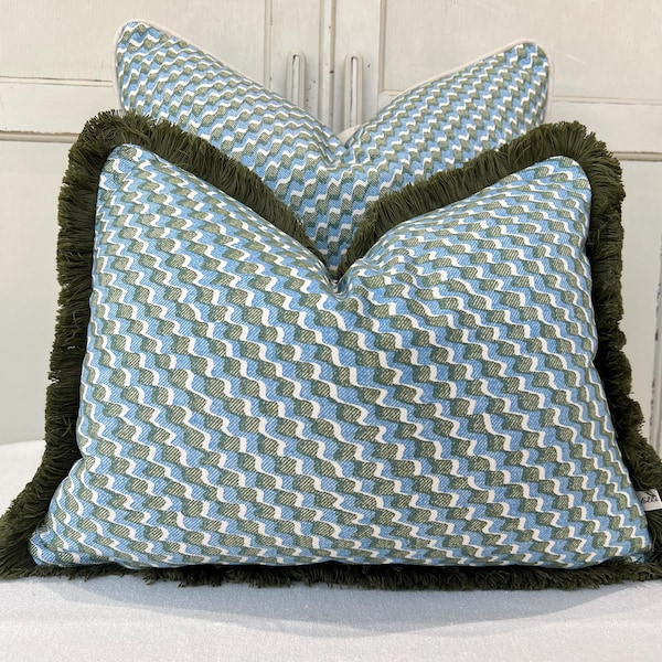 Cushions Made In Fermoie Ruffle Blue Green Cotton Decorative Sofa Throw Pillow Cover