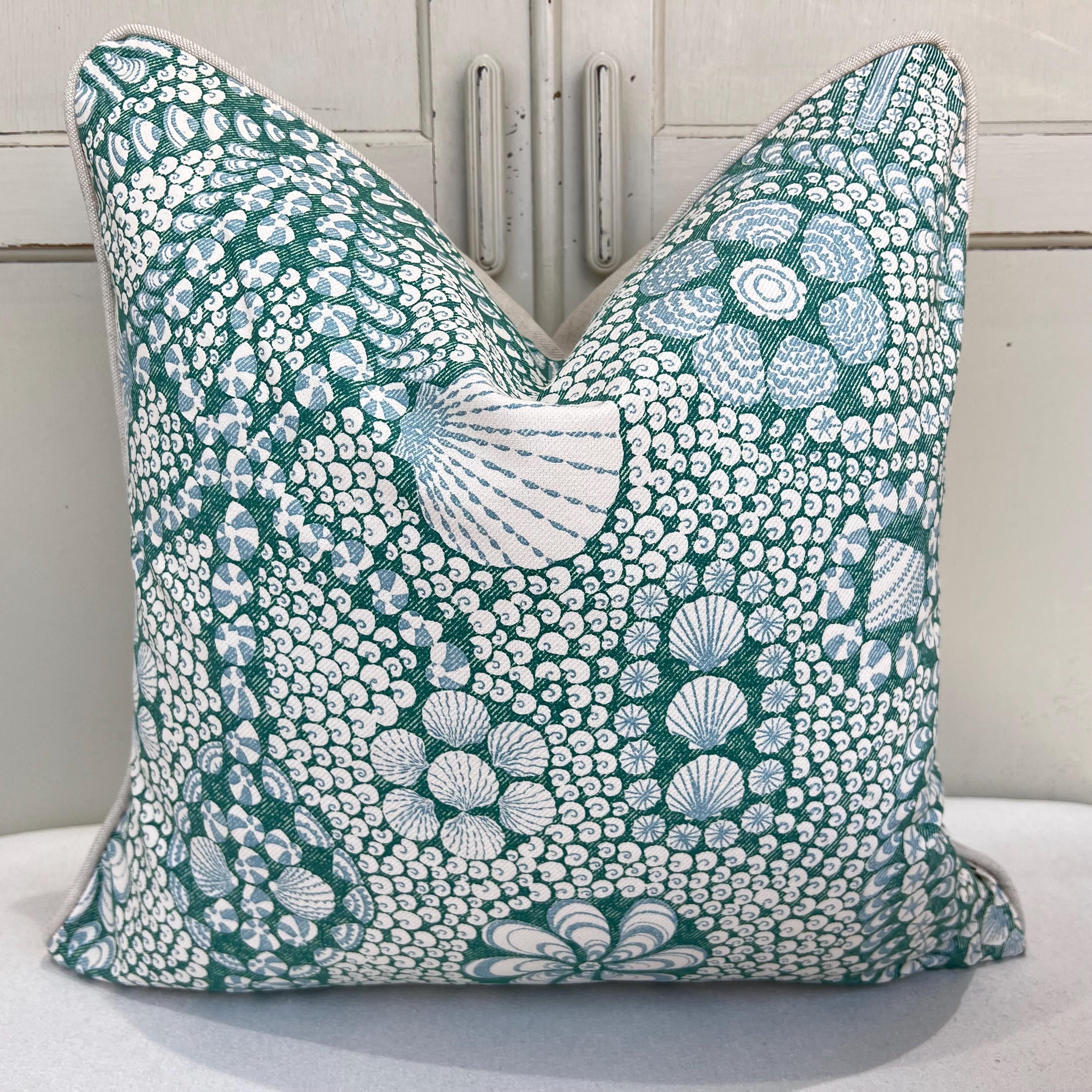 Cushions Made In Fermoie Shell Grotto Luxury Designer Decorative Teal Blue Cotton Cushion Pillow Throw Cover