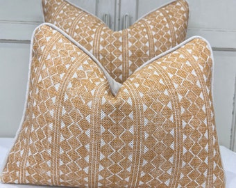 Fermoie Quantock Luxury Designer Decorative Neutral Mustard Linen Cushion Pillow Throw Cover