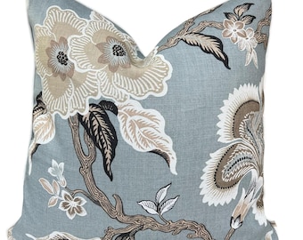 Poszewka na poduszkę Schumacher Luxury Designer Hothouse Flowers Pale Blue