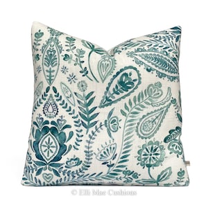 Bluebellgray Luxury Designer Aria Teal Floral Cushion Pillow Throw Cover