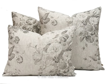 Cabbages and Roses Constance luxe designer linnen houtskool shabby chic kussenhoes