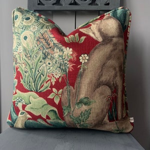 William Morris Luxury Vintage Forest Fox Czerwona lniana poduszka poszewka na poduszkę