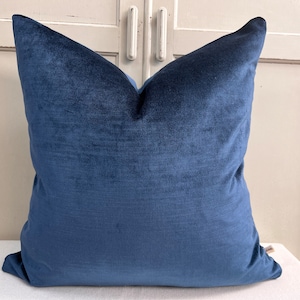 Designers Guild Luxury Glenville Indigo Plain Velvet Cushion Pillow Sofa Cover