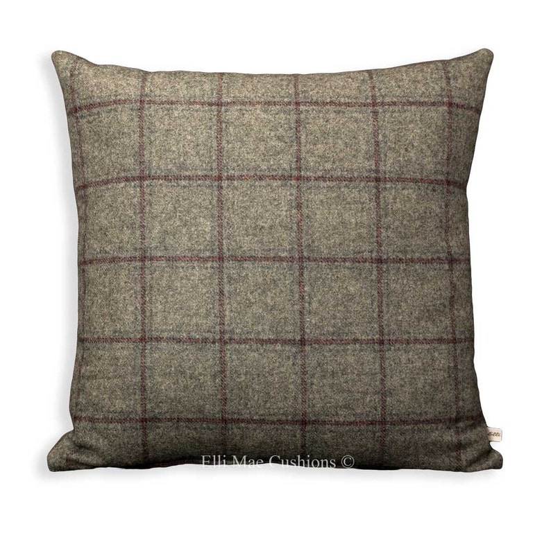 James Brindley Romney Check Designer Wool Fabric Sofa Cushion Image 0