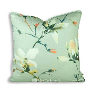 Romo Saphira Luxus Designer Floral Pfirsich Grau Stoff Kissenbezug
