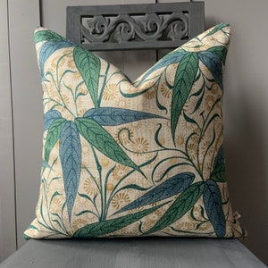 William Morris Luxury Designer Bamboo Vintage Blue Green Cushion Pillow Cover