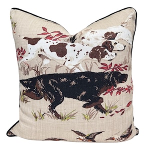 Schumacher Luxury Designer Pointers Tan Beige  Decorative Cushion Pillow Throw Cover