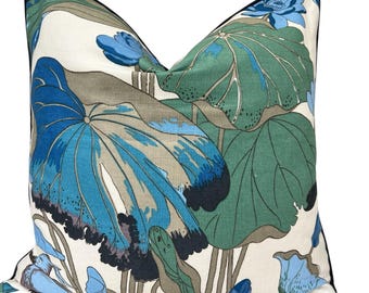 GP & J Baker Nympheus Blue Teal Luxury Designer Decorative Cushion Throw Pillow Cover