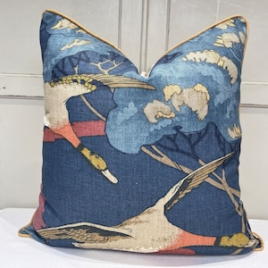 Luxury Designer Mulberry Flying Ducks Blue Luxury Cushion Pillow Cover