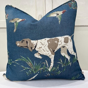 Schumacher luxe designer pointers blauwe kussen kussensloop