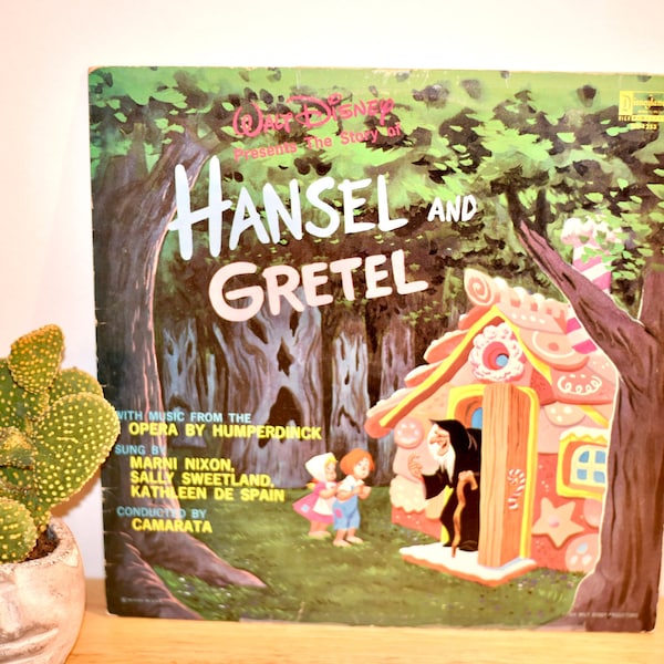 Vintage Walt Disney Presents The Story of Hansel and Gretel LP Vinyl Record Music Album Children's Story Hansel & Gretel Disney Vinyl Record