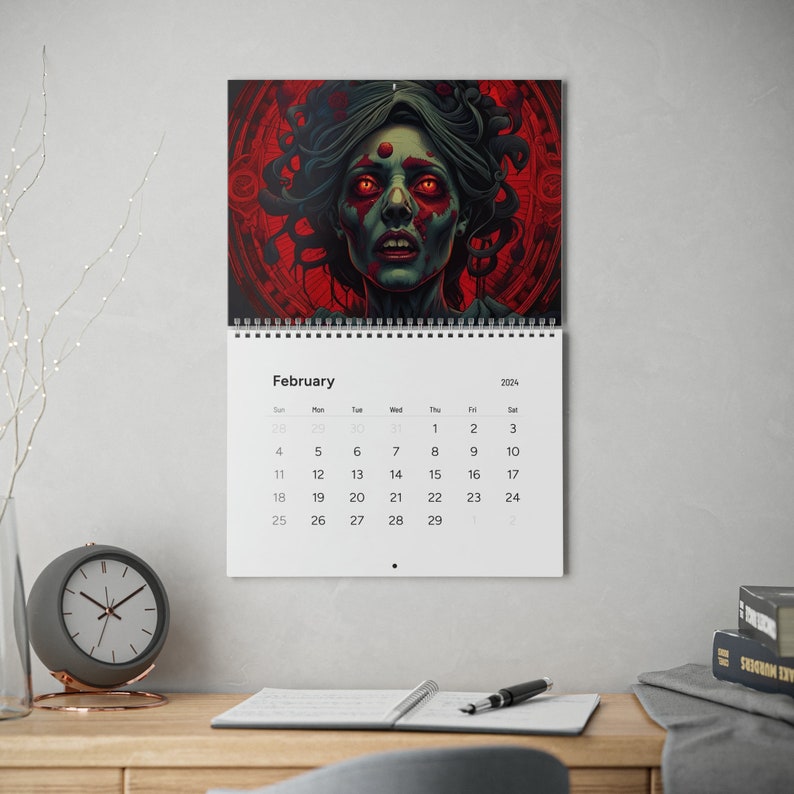 Zombie Wall Calendar 2024 Etsy