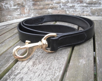Guinzaglio per cani in pelle di qualità / 1" di larghezza / Pelle inglese / Gancio a grilletto in ottone massiccio / Guinzaglio marrone chiaro nero / Produttore del Regno Unito