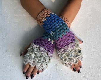 fingerless gloves - arm warmers- dragon gloves-hand warmers- long fingerless gloves