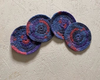 Rainbow  acrylic crochet coasters/ acrylic coasters/ drink coasters/ spring or summer decor/ crochet mug rugs, ready to ship!