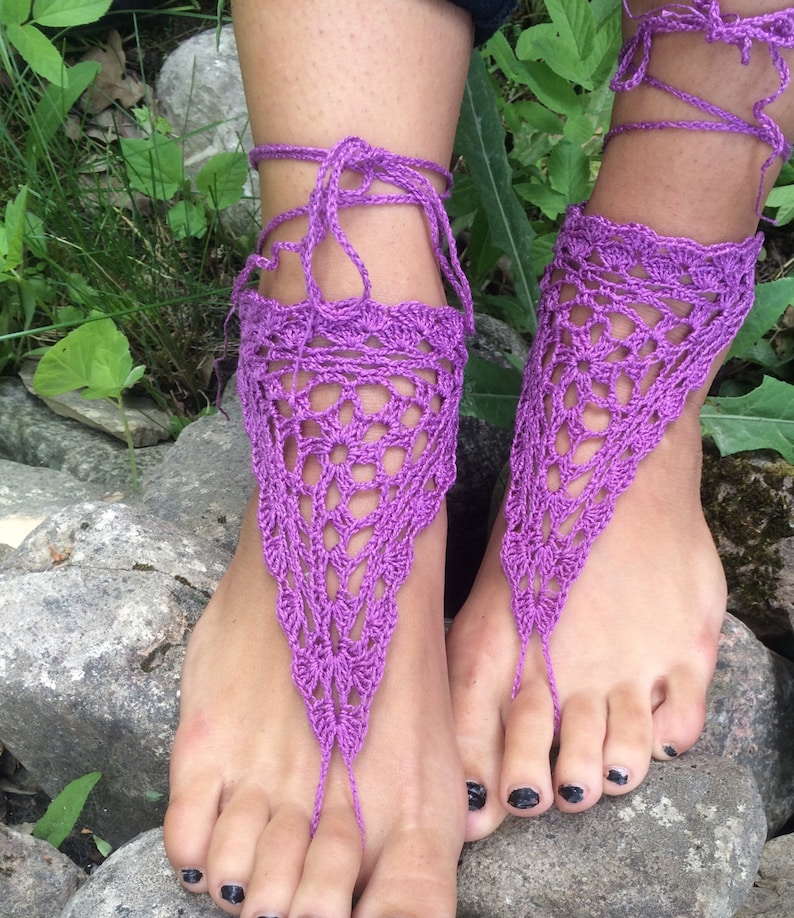 Lace Sandles Barefoot Sandals purple sandals wedding barefoot Nude Shoes wedding barefoot wedding accessories,Crochet Sandals