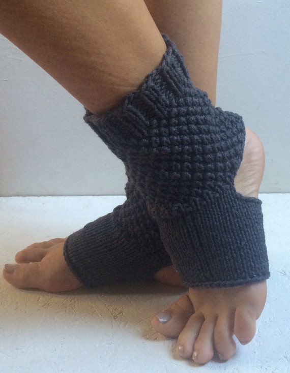 Gray Yoga Socks Hand Knit Pilates Socks Women Gray Yoga Socks