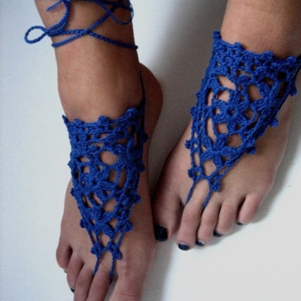 sale Blue wedding shoes bridal shoes wedding barefoot blue Crochet Sandals Sexy Foot Jewelry Yoga Shoes Foot Thongs Nude Shoes, Lace Sandles