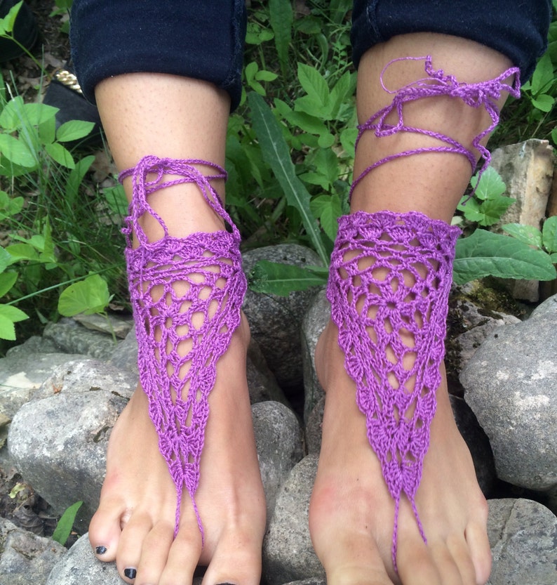 Lace Sandles Barefoot Sandals purple sandals wedding barefoot Nude Shoes wedding barefoot wedding accessories,Crochet Sandals