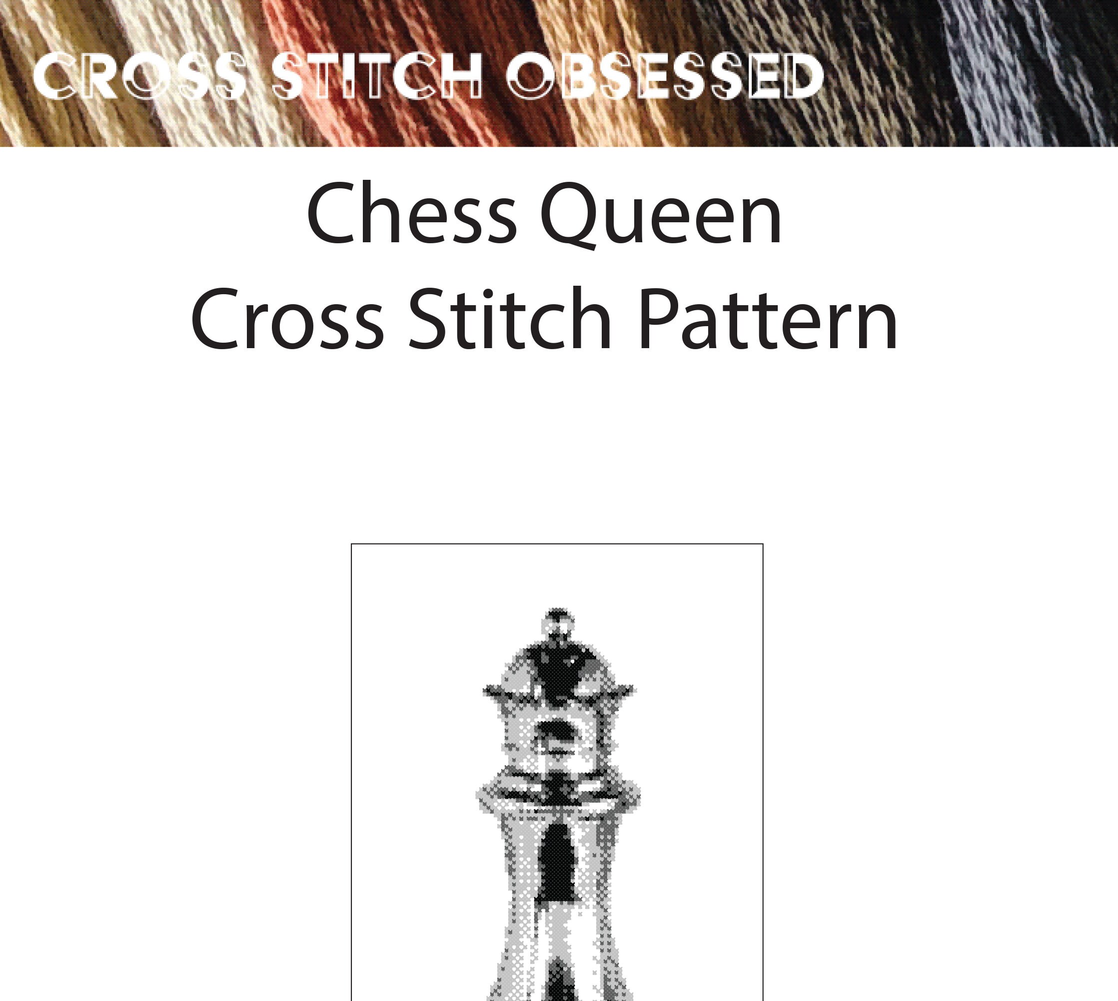 Chess Queen Cross Stitch Pattern, Chess Embroidery Pattern, Queen Chess ...