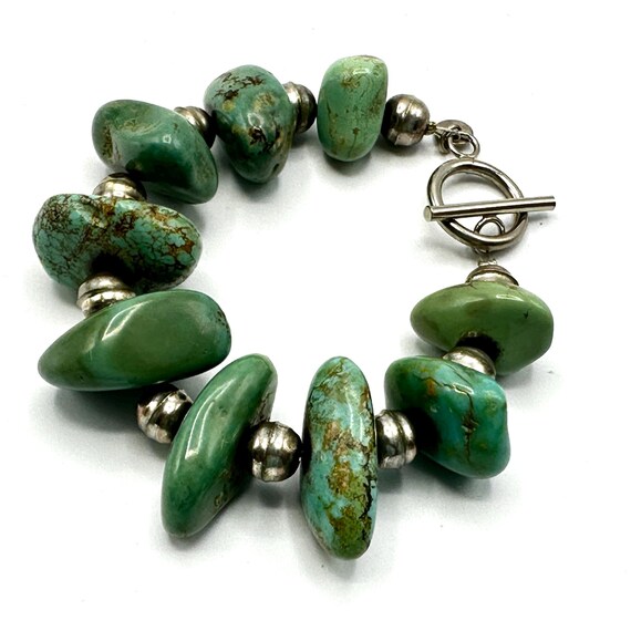 Chunky Southwestern Turquoise & Sterling Silver Bracelet