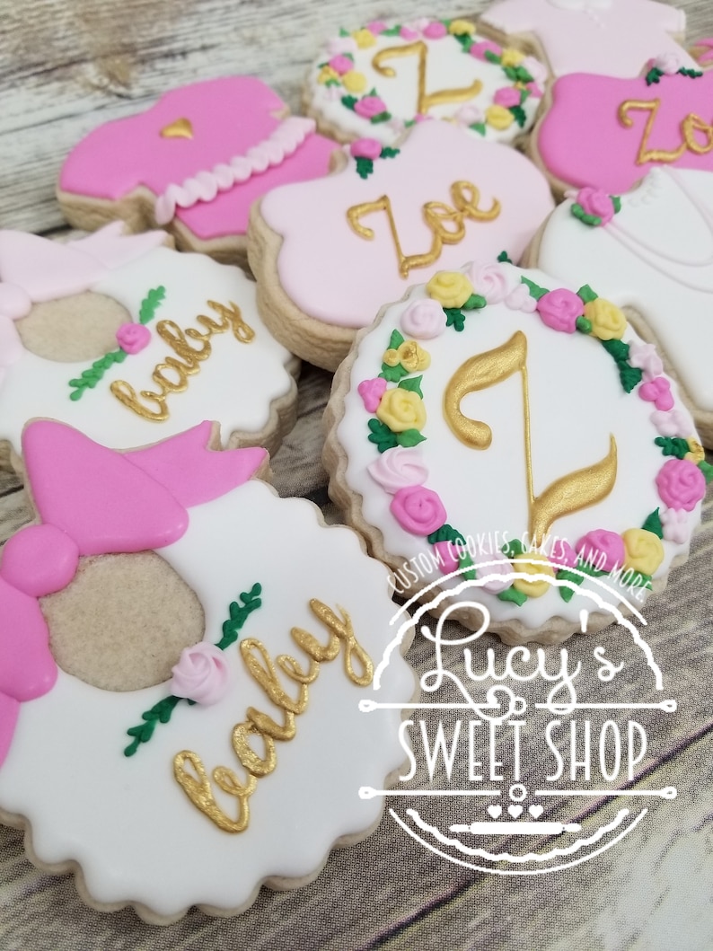 Baby Shower Cookies Baby Girl Girl Baby Shower Custom Etsy