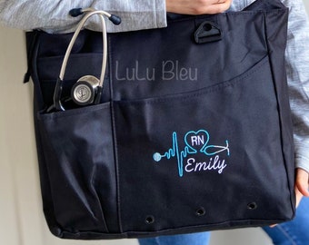 Name Nurse Tote Bag -Utility Monogram Bag - Personalized Nurse Utility Bag - Stethoscope Bag - Nurse Organizer Tote - Rn, Lpn, Cna, Cma Tote