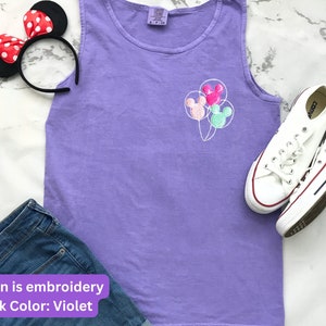 Disney Tank Top, Balloons Tank, Mickey Mouse Balloon Tank, Comfort Colors Muscle Tank, Summer Disney Monogrammed shirt for Women