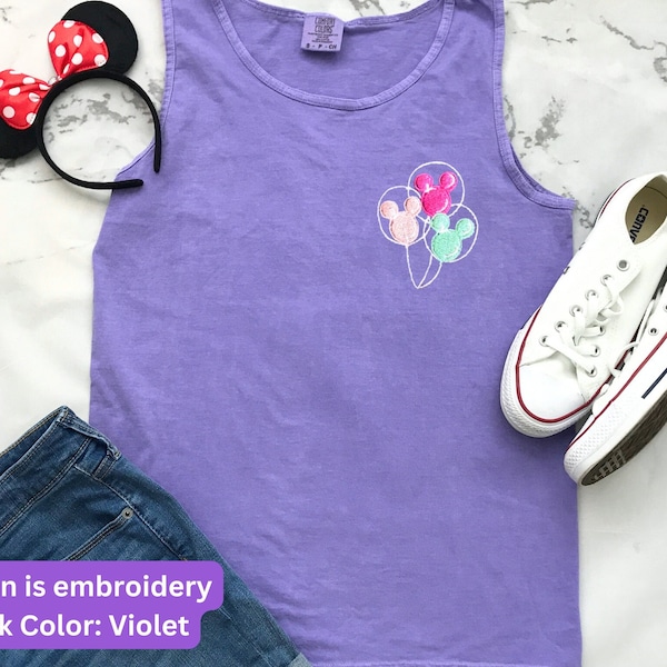 Disney Balloons Tank Top, Mickey Mouse Balloon Tank, Comfort Colors Muscle Tank, Summer Disney Monogrammed shirt for Women