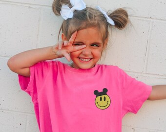 Kids Smiley Face Mickey Disney Shirts, Youth Retro Vintage Comfort Colors Shirts, Brother Sister Disney Shirts, Matching Family Shirt