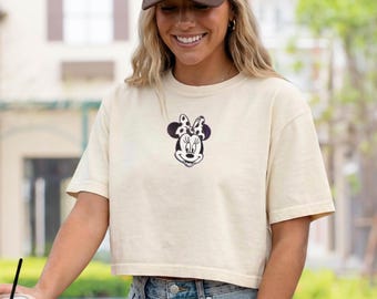 Minnie Mouse Crop Shirt Disney Crop Top Center Chest embroidered disney Comfort Colors Crop Shirt