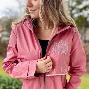 Monogram Rain Jacket, Charles Rivers Monogram Rain Jacket, Women&#39;s Rain Jacket, Personalized Rain Coat