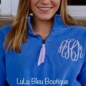 Monogram Sweatshirt Quarter Zip Comfort Colors , Monogrammed Quarter Zip, Comfort Colors Quarter Zip, Embroidered Quarter Zip Pullover