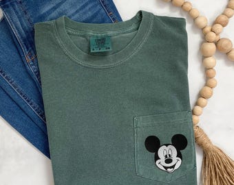 Disney Shirt Vintage Mickey Mouse Comfort Colors Pocket Tee Disney Comfort Colors T-Shirt